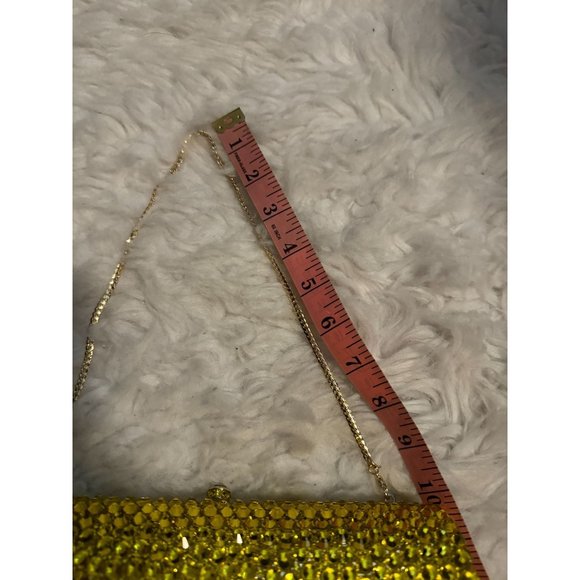 Gold Rhinestone Encrusted Barrel Shaped Clutch Purse Formal Prom